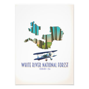 White River National Forest Colorado usa map Photo Print