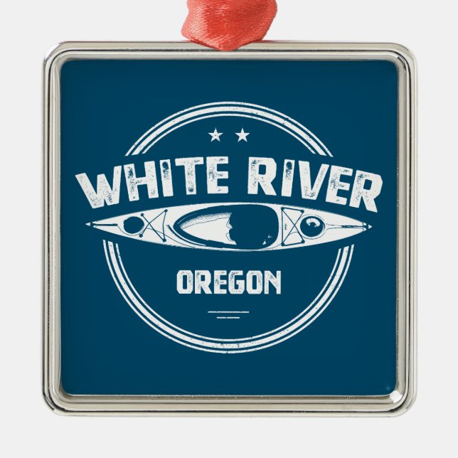 White River Oregon Kayak Metal Tree Decoration (Front)