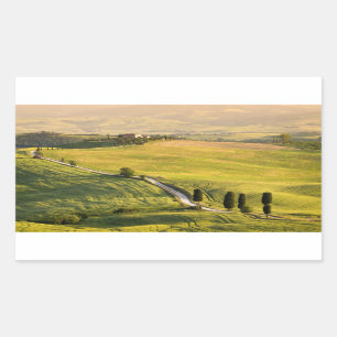 White road in Tuscany landscape rectangle sticker