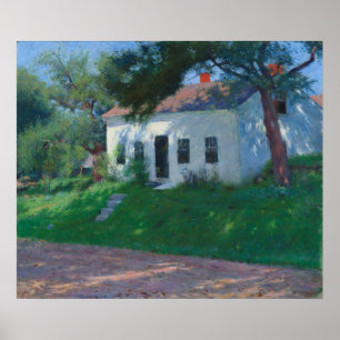 White Roadside Cottage by Dennis Miller Bunker Poster