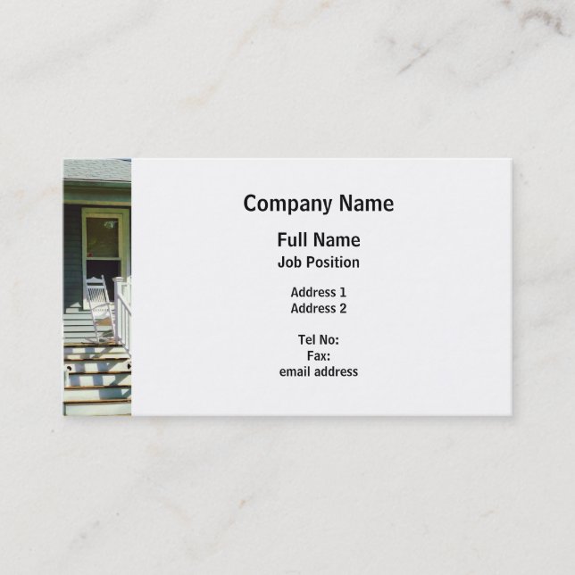 White Rocking Chair on Porch Business Card (Front)