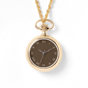 White Roman Numbers On Brown wacnt Watch
