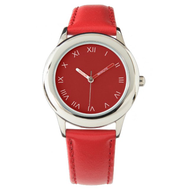 White Roman Numbers On Red wat Watch (Front)