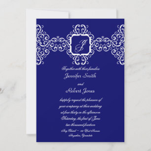 White Romance Monogram Wedding Invitation