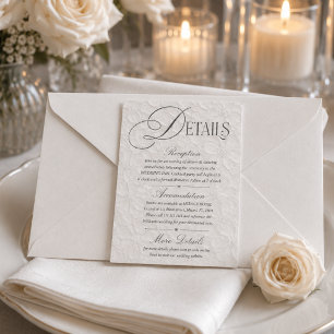 White Romantic Floral Wedding Details Enclosure Card