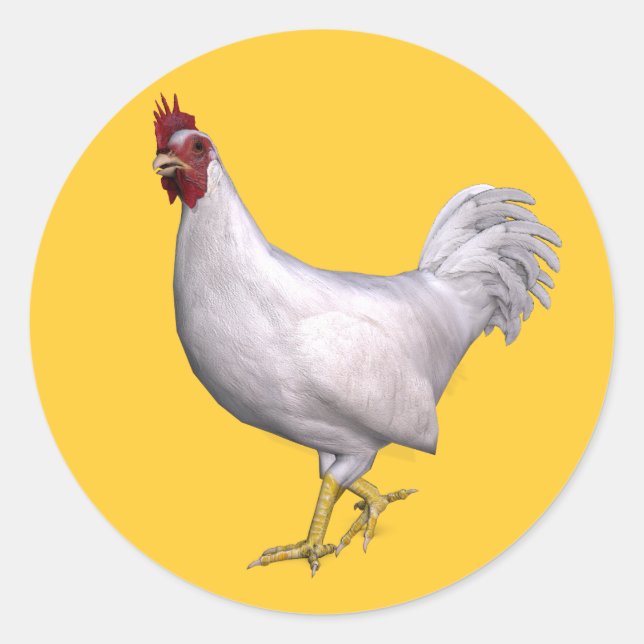 White Rooster Classic Round Sticker (Front)