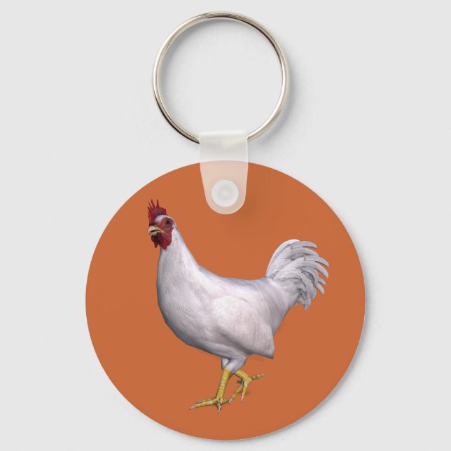 White Rooster Key Ring (Front)