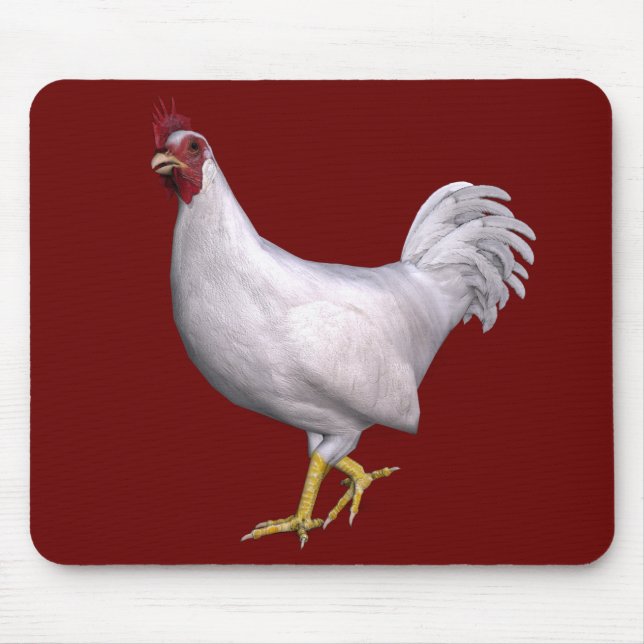 White Rooster Mouse Mat (Front)