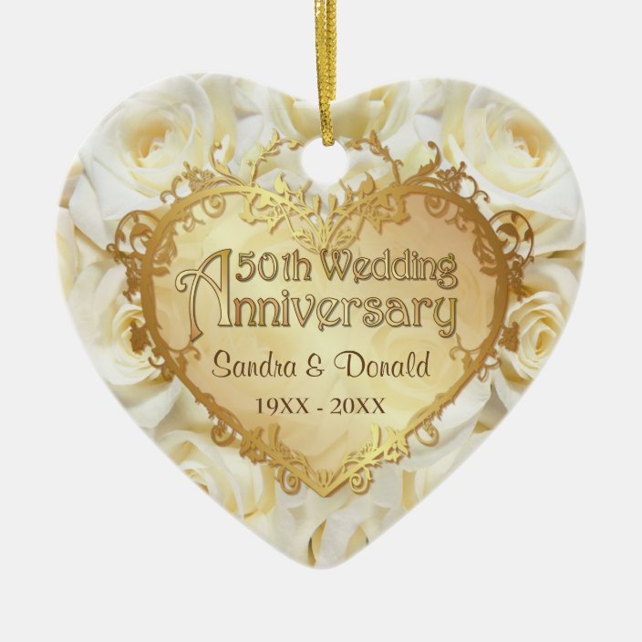 White Rose 50th Wedding Anniversary Christmas Ornament | Zazzle.co.uk