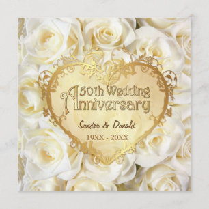 White Rose 50th Wedding Anniversary Invitation