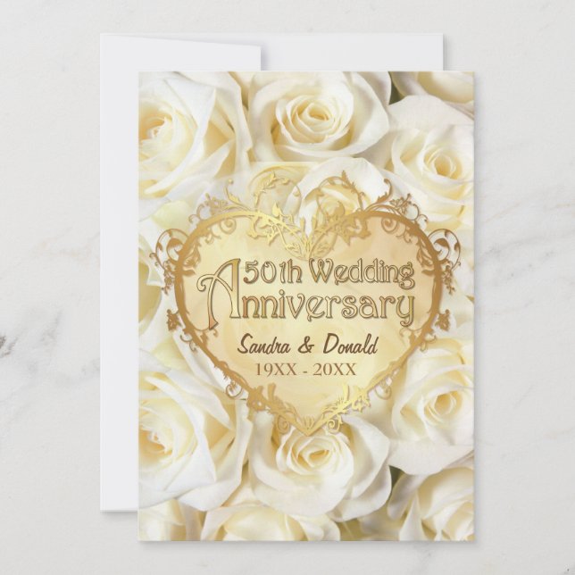 White Rose 50th Wedding Anniversary Invitation (Front)