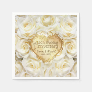 White Rose 50th Wedding Anniversary Napkin