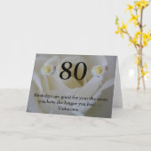 White Rose 80th Birthday Card (Yellow Flower)
