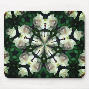 White Rose Abstract Flower Art Mouse Mat