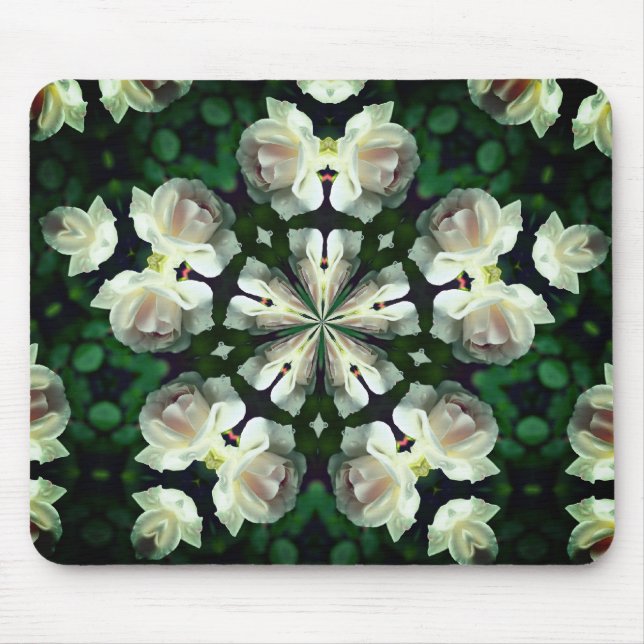 White Rose Abstract Flower Art Mouse Mat (Front)