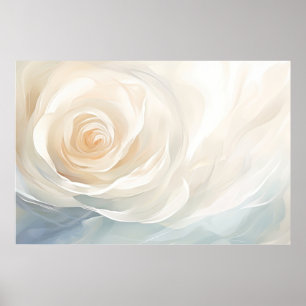White rose abstract flower painting poster