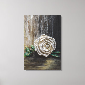 White Rose Acrylic Painting Canvas Print