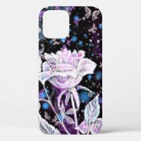 White Rose and Butterflies iPhone Case