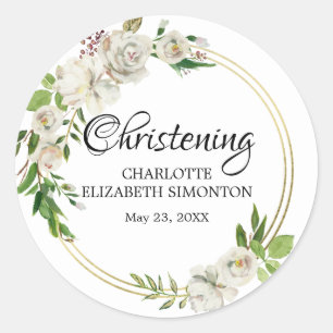 White Rose and Gold Christening Envelope Seal