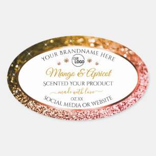 White Rose and Gold Glitter Product Labels Logo
