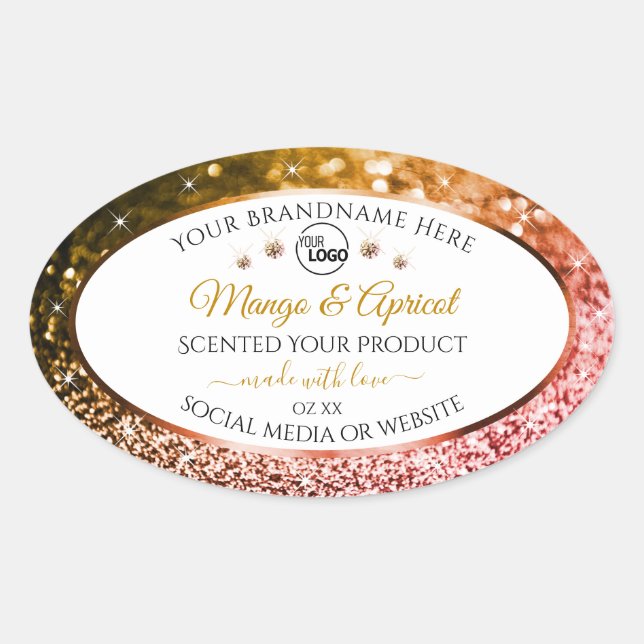 White Rose and Gold Glitter Product Labels Logo (Front)