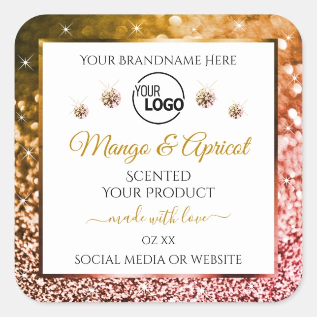 White Rose and Gold Glitter Product Labels Logo (Front)