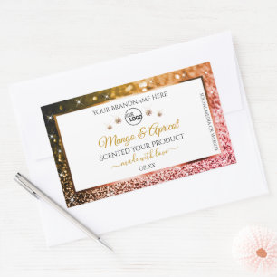 White Rose and Gold Glitter Product Labels Logo