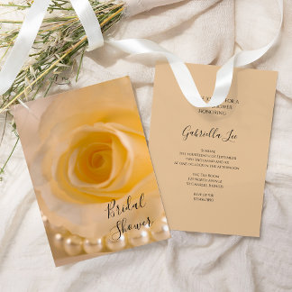 White Rose and Pearls Bridal Shower Invitation