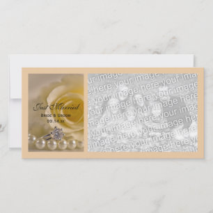 White Rose and Pearls Just Married Announcement