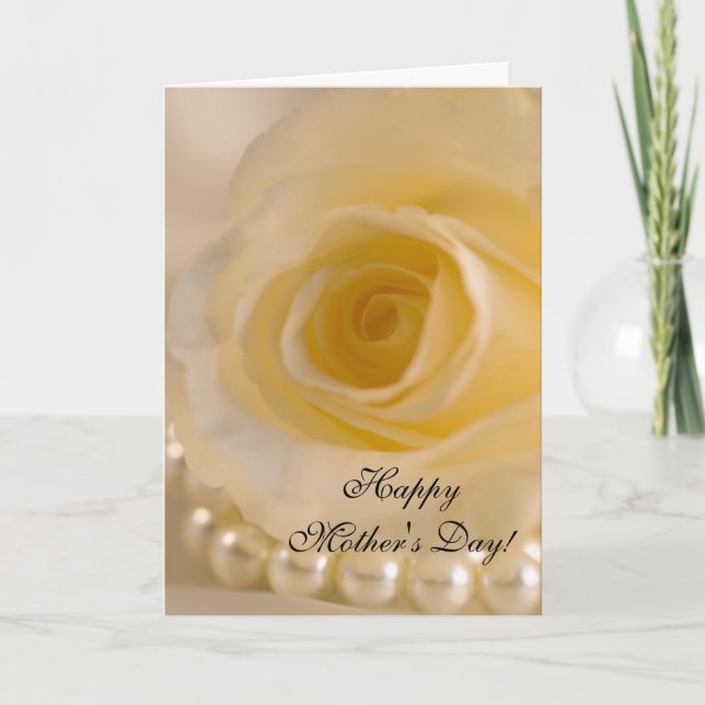 White Rose and Pearls Mothers Day Card (Front)