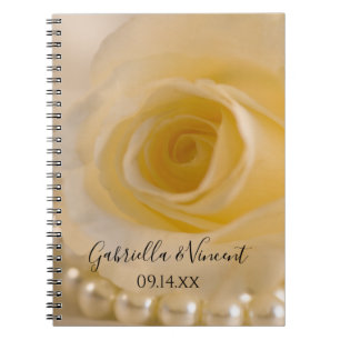 White Rose and Pearls Wedding Guest Book