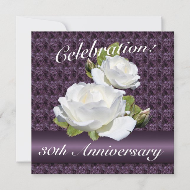 White Rose Anniversary Party Invitations (Front)