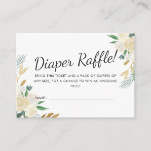 White Rose Baby Shower Diaper Raffle Game Enclosure Card