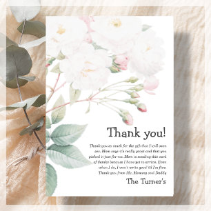 White Rose Baby Shower Thank You Card