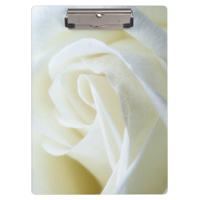 White Rose Background Modern Elegant Clipboard (Front)