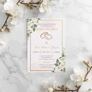  White rose Beige Boda de oro  Invitation
