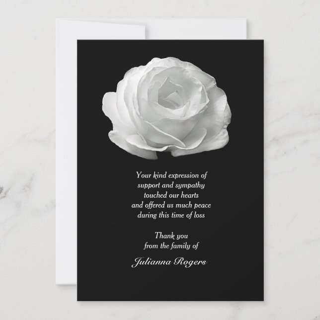 White Rose Bereavement Thank You Notecards (Front)