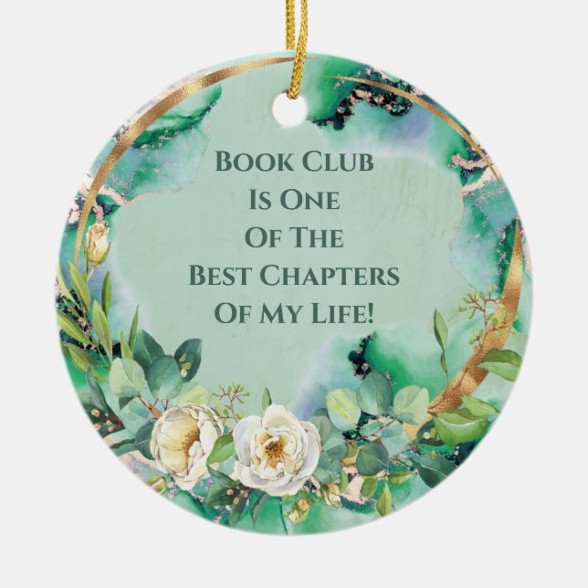White Rose Book Club Best Chapter Friendship Ceramic Tree Decoration (Front)