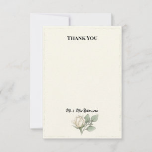 White Rose Botanical Wedding Thank You Card