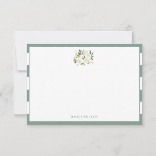 White Rose Bouquet   Custom Stationary Card
