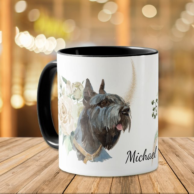 White Rose Bouquet Giant Schnauzer Dog Mug (Creator Uploaded)