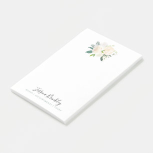 White Rose Bouquet   Minimal Floral Post-it Notes