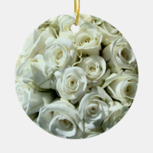 White Rose Bouquet-Ornament Ceramic Tree Decoration
