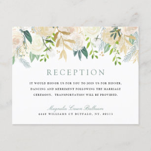 White Rose Bouquet    Reception Invitation