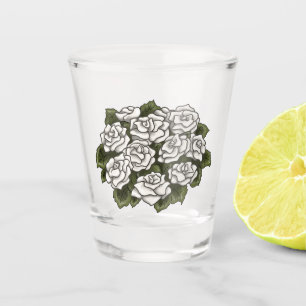 White Rose Bouquet Shot Glass