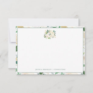 White Rose Bouquet Wild Floral Custom Stationary Card