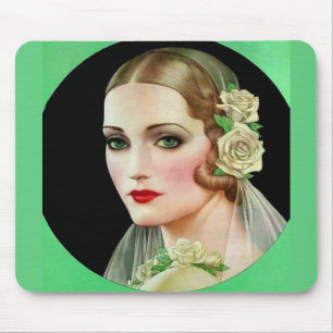 white rose bride mouse mat