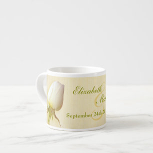 White rose bud keepsake wedding espresso mug