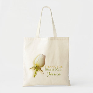 White rose bud wedding maid of honour bag