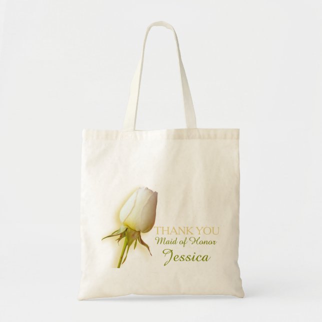 White rose bud wedding maid of honour bag (Front)